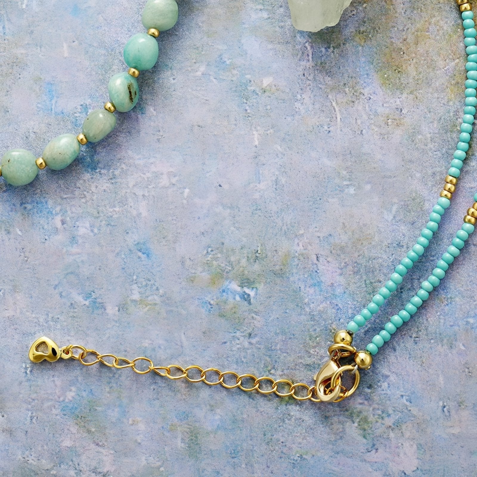 Collier ras - du - cou pour femme, pierre amazonite naturelle, pendentif rectangulaire