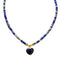 Collier ras - du - cou pour femme, pierres naturelles lapis lazuli et pendentif cœur, style bohème