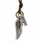 Collier rétro unisexe, pendentif aile d'ange et croix, cordon en cuir marron