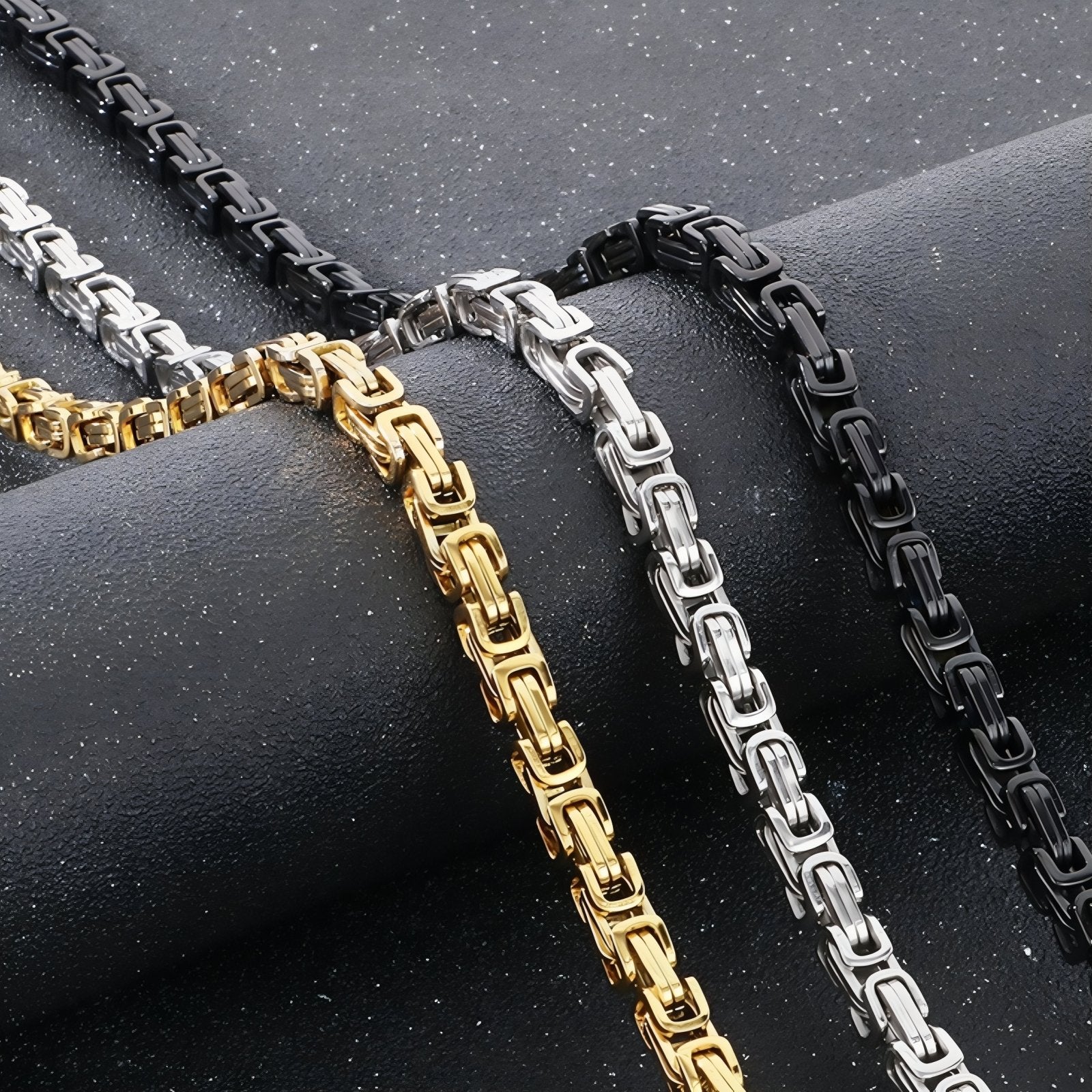 Collier rock avec fermoir tête de mort pour homme, maille byzantine, en acier inoxydable
