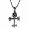 Collier rock pour homme, avec pendentif croix ornée d’une tête de mort, en acier inoxydable