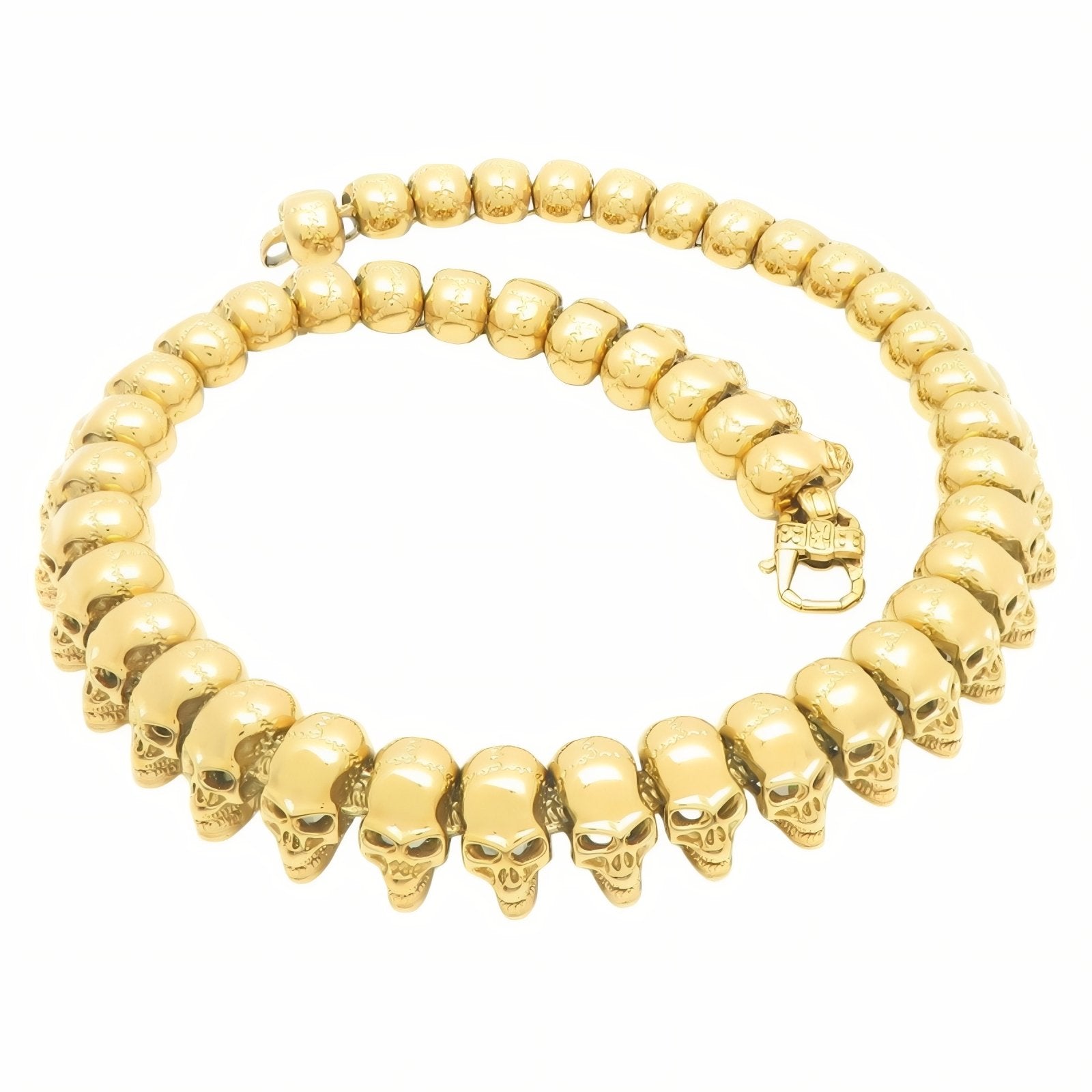 Collier rock pour homme, chaîne ornée de têtes de mort, en acier inoxydable