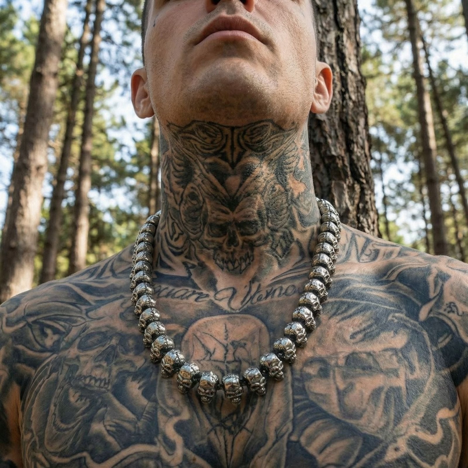 Collier rock pour homme, chaîne ornée de têtes de mort, en acier inoxydable