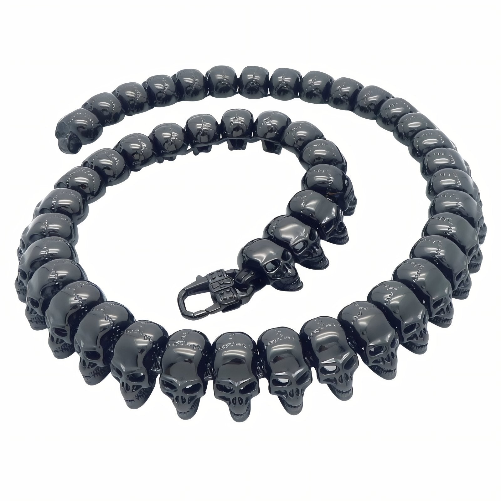 Collier rock pour homme, chaîne ornée de têtes de mort, en acier inoxydable