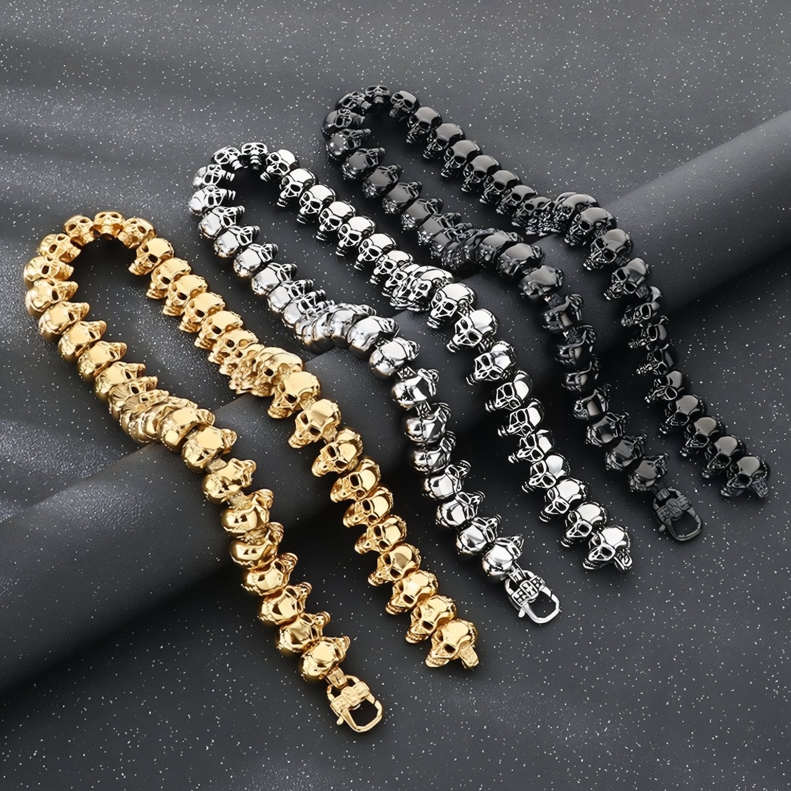 Collier rock pour homme, chaîne ornée de têtes de mort, en acier inoxydable