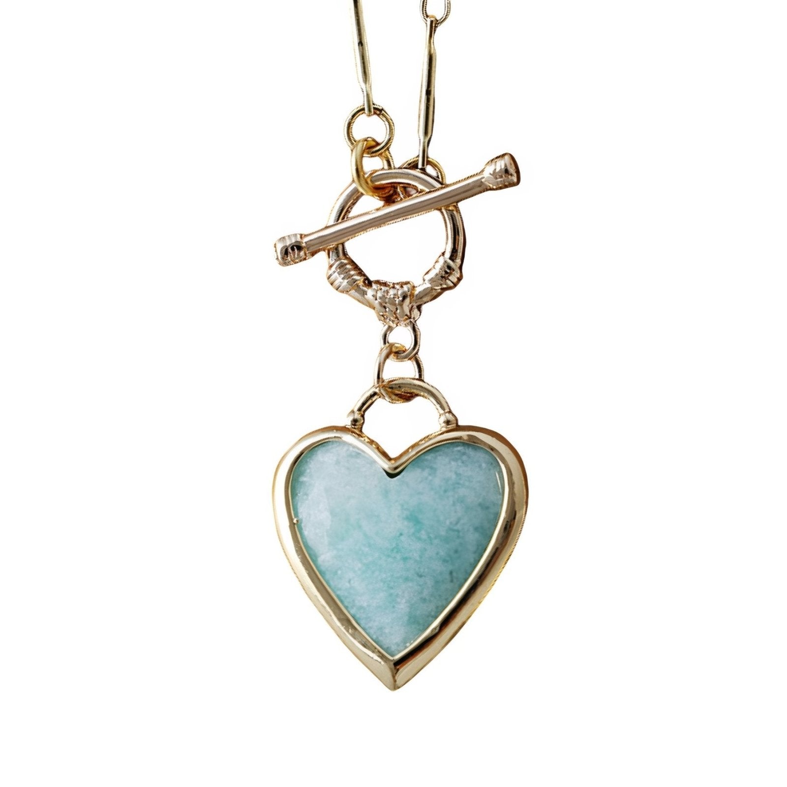 Collier romantique en pierres naturelles, pendentif cœur doré pour femme, style bohème