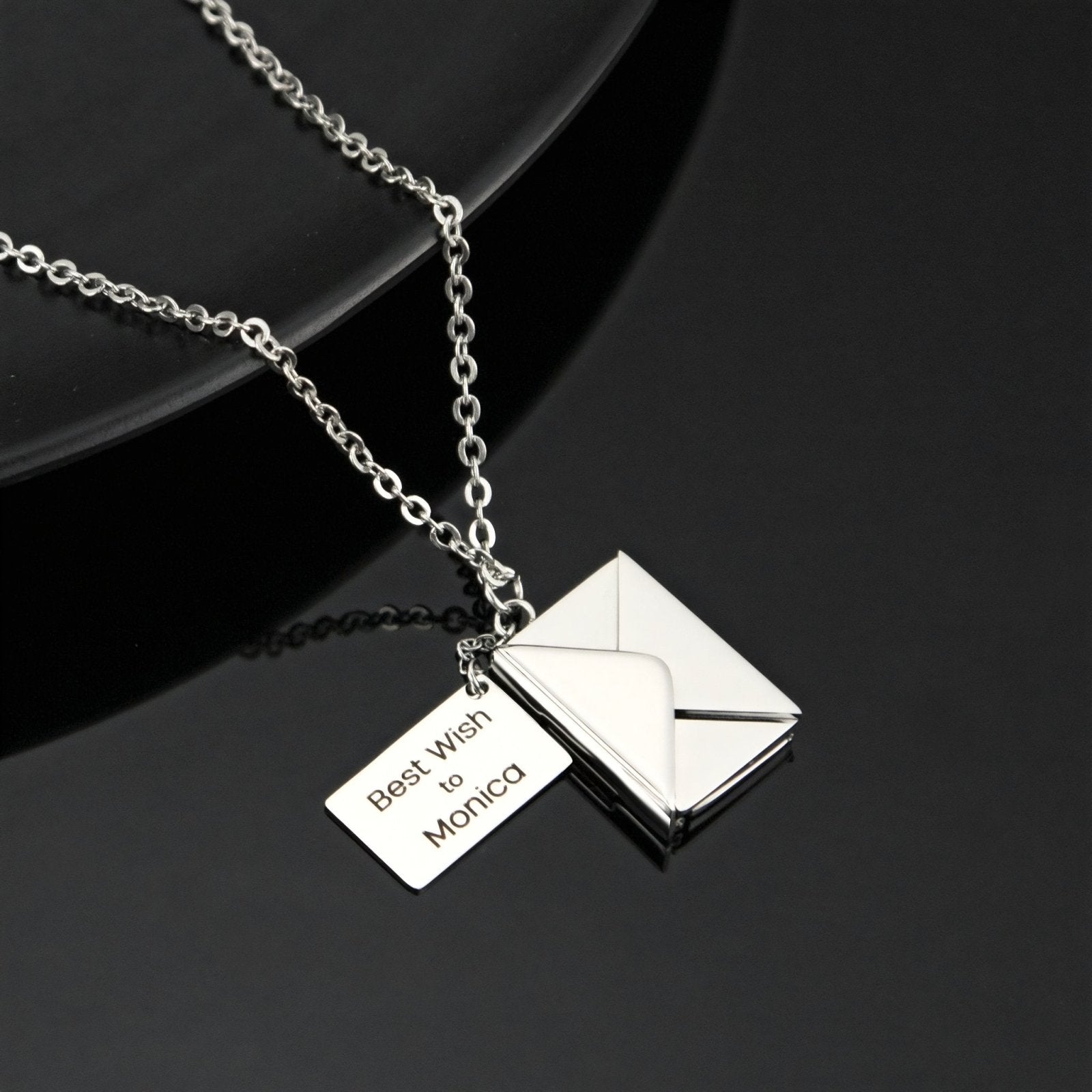 Collier romantique, pendentif enveloppe personnalisable, pour femme, modèle Mystère