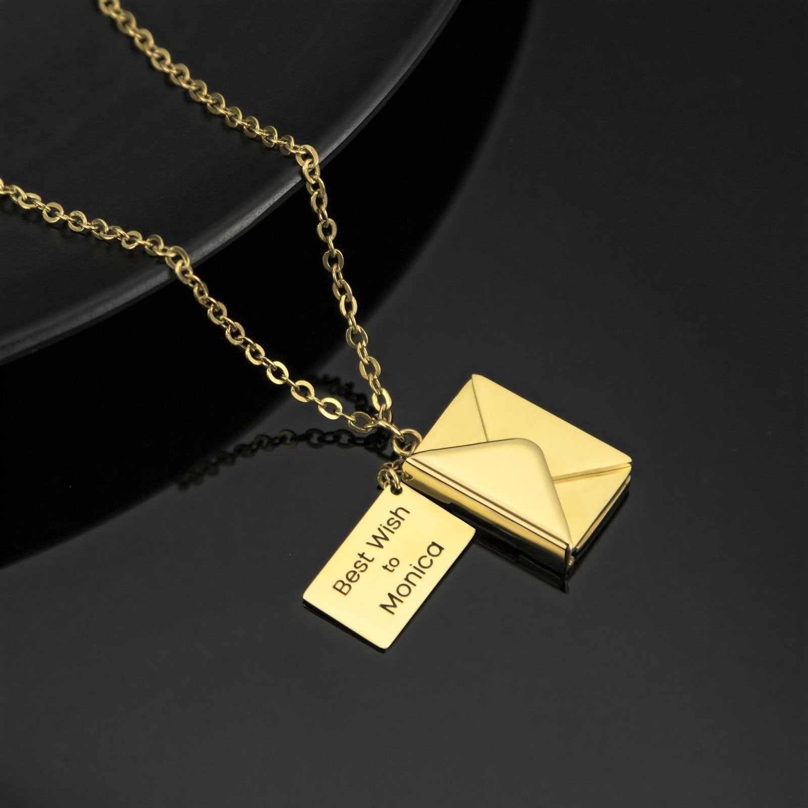 Collier romantique, pendentif enveloppe personnalisable, pour femme, modèle Mystère