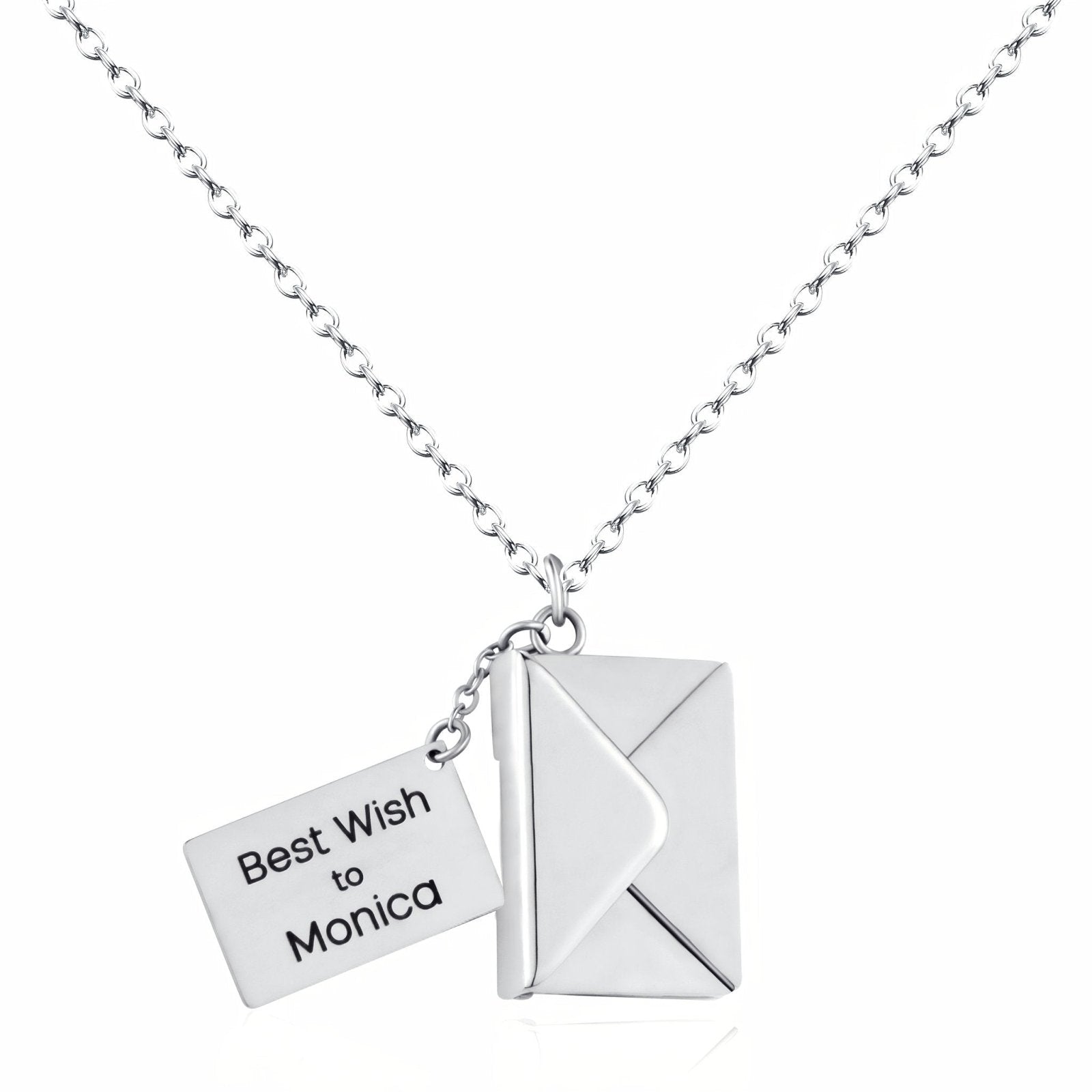 Collier romantique, pendentif enveloppe personnalisable, pour femme, modèle Mystère