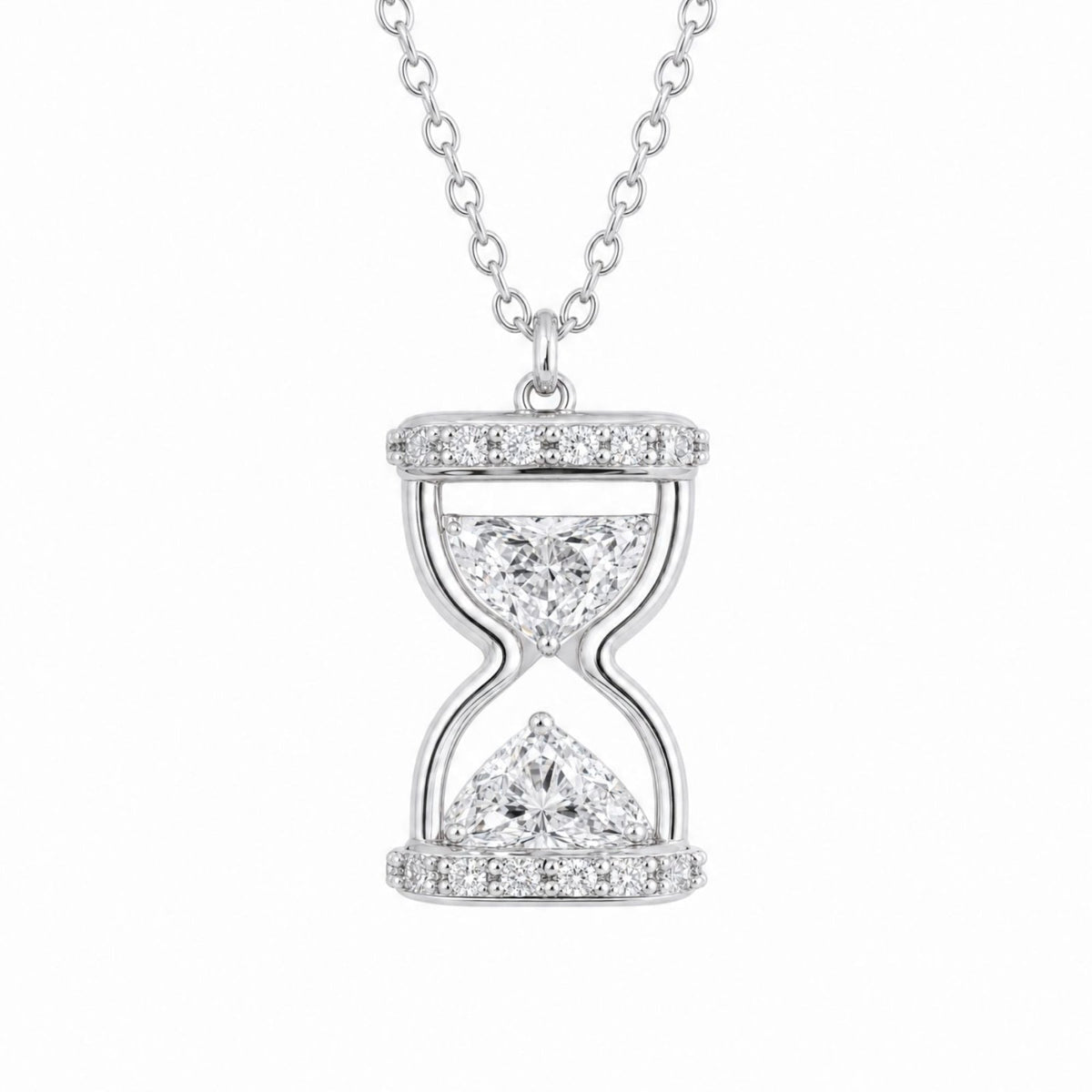 Collier sablier pour femme, en argent 925, pendentif scintillant au style minimaliste