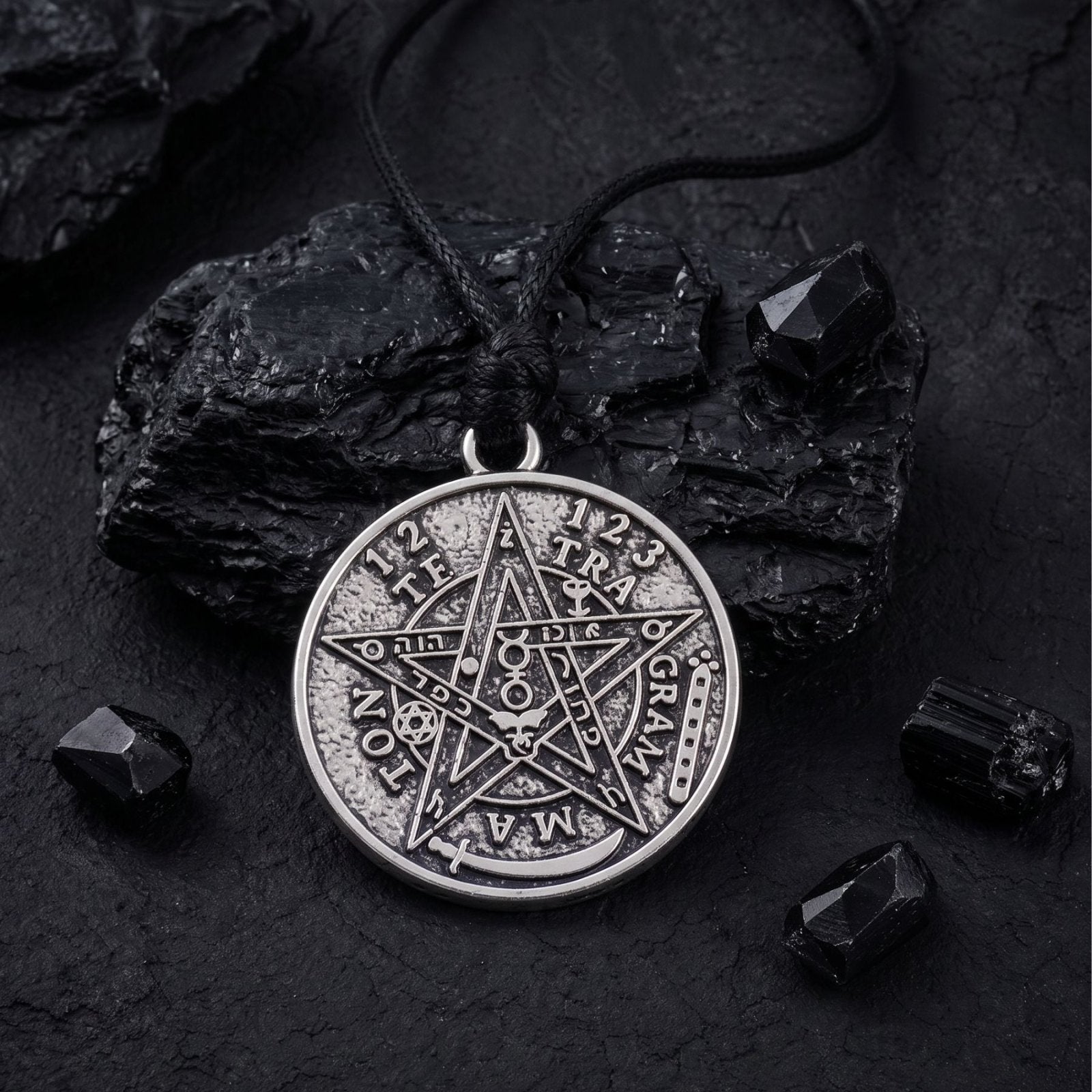 Collier satanique pentagramme pour homme, en alliage de zinc argent, style mystique