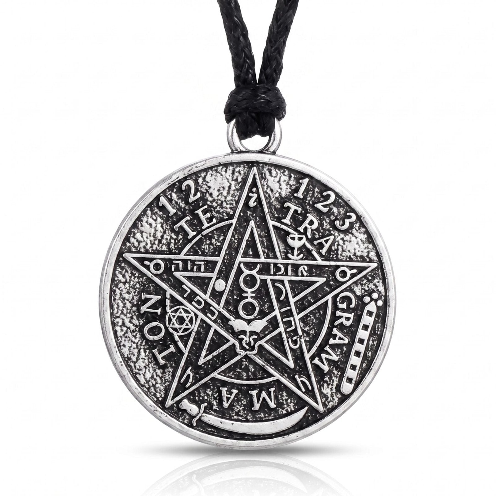 Collier satanique pentagramme pour homme, en alliage de zinc argent, style mystique