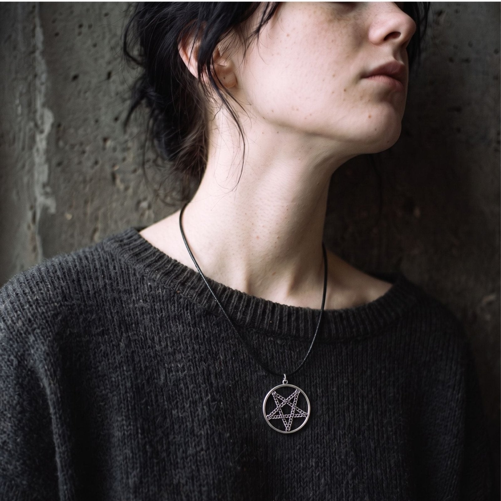 Collier satanique pentagramme unisexe, en alliage de zinc, style gothique