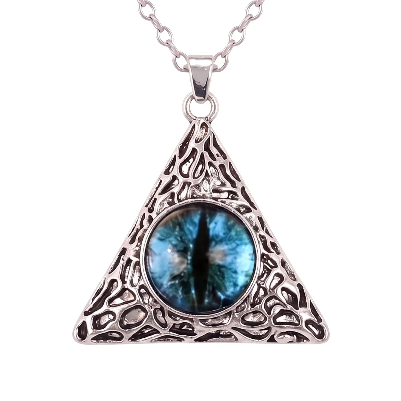 Collier satanique unisexe, en alliage de zinc, avec pendentif oeil de sauron triangulaire