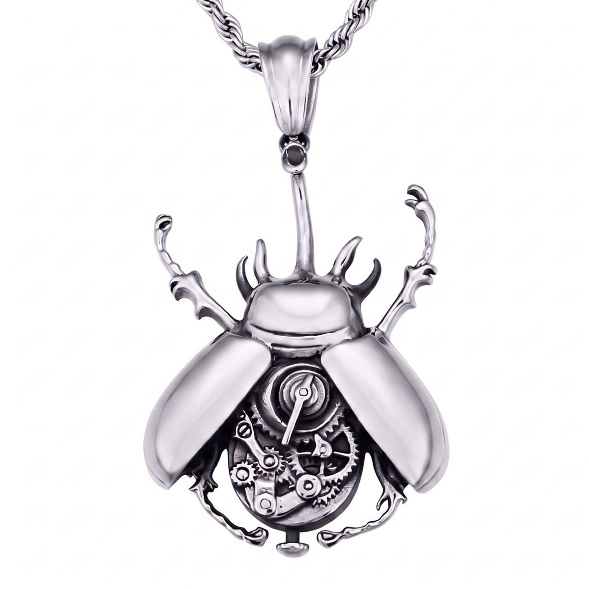 Collier scarabée steampunk pour homme, en acier inoxydable, style décalé