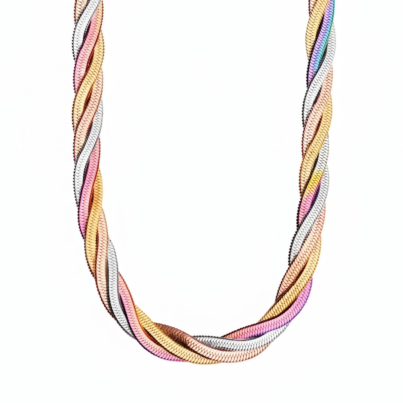Collier serpent tressée pour femme, en acier inoxydable, style tendance