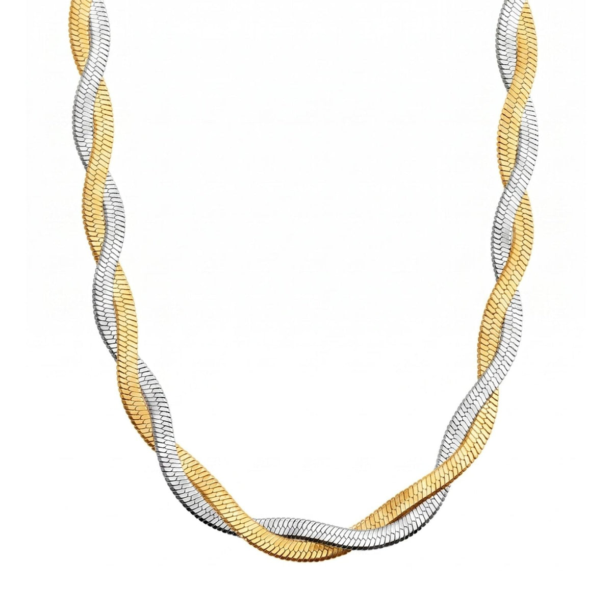 Collier serpent tressée pour femme, en acier inoxydable, style tendance