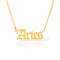 Collier signe astrologique doré, typographie gothique, en acier inoxydable