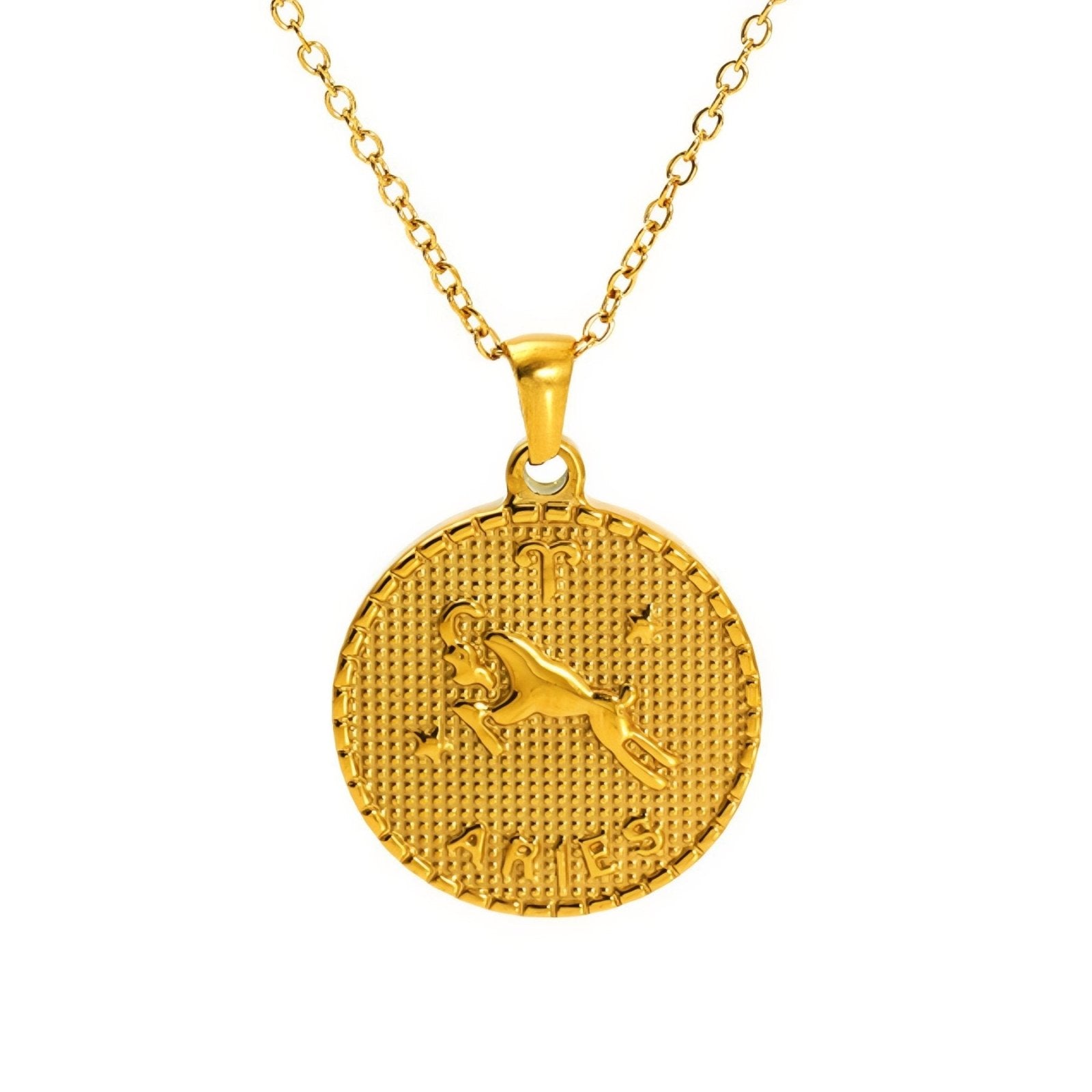 Collier signe astrologique personnalisé, pendentif en acier inoxydable plaqué or 18K avec symbole du zodiaque