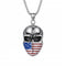 Collier skull USA pour homme, en acier inoxydable, pendentif tête de mort avec drapeau américain