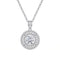 Collier solitaire rond pour femme, en cuivre argenté, pendentif halo serti de pierres blanches avec grand zircon central effet moissanite