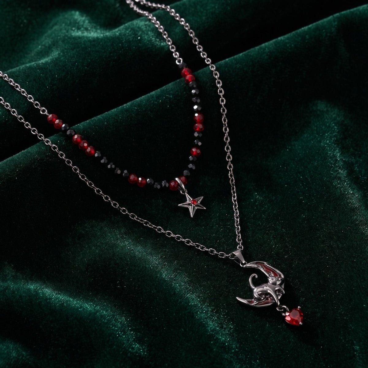 Collier sorcière multi-rangs pour femme, en alliage métallique, style gothique