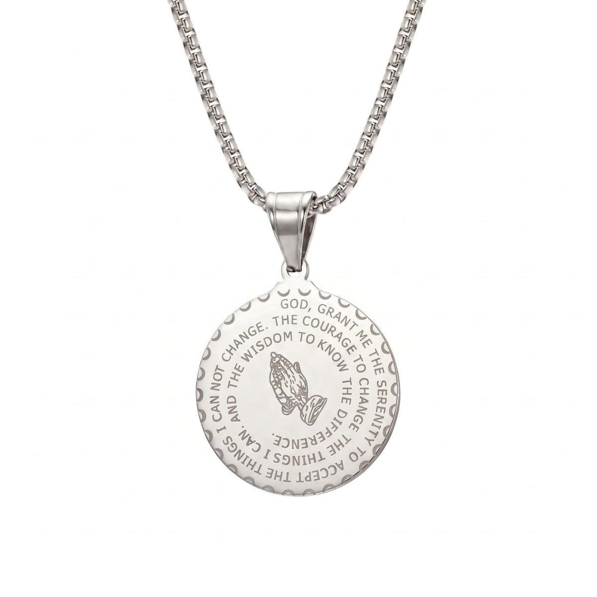 Collier spirituel avec prière gravée pour homme, en acier inoxydable, design vintage
