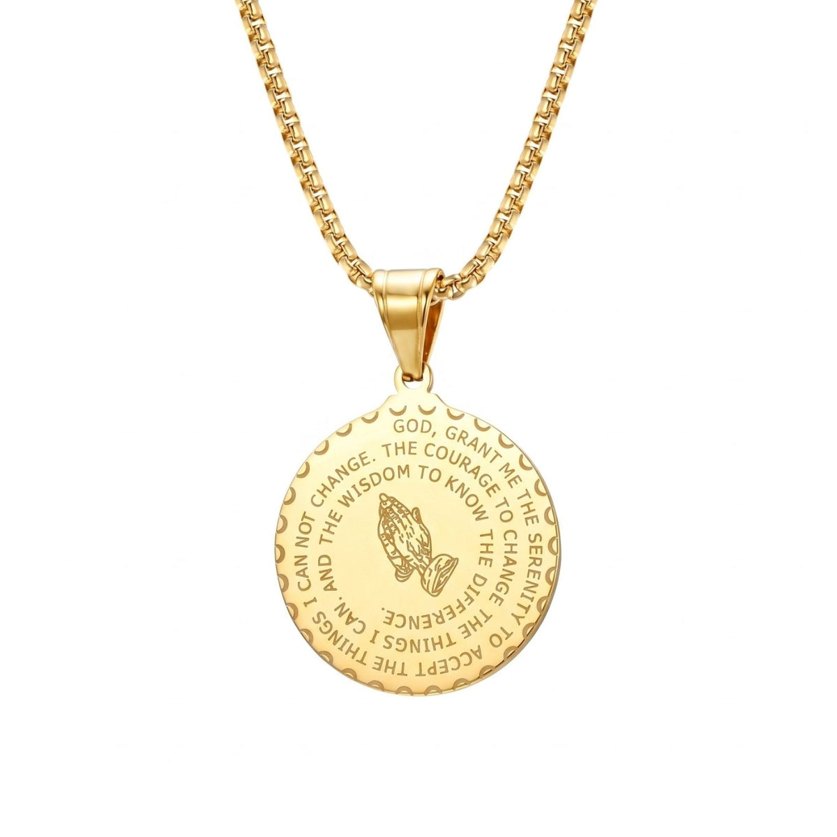 Collier spirituel avec prière gravée pour homme, en acier inoxydable, design vintage