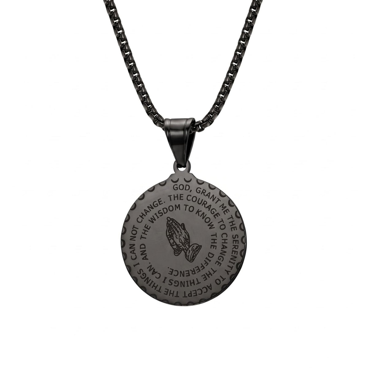 Collier spirituel avec prière gravée pour homme, en acier inoxydable, design vintage