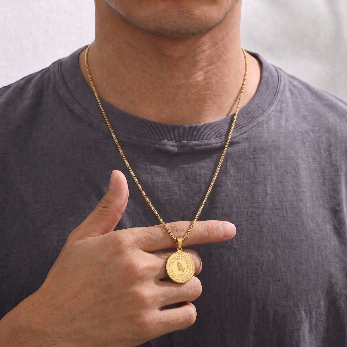 Collier spirituel avec prière gravée pour homme, en acier inoxydable, design vintage