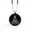 Collier spirituel en bois d'ébène naturel, avec pendentif géométrique incrusté d'argent, cordon ajustable