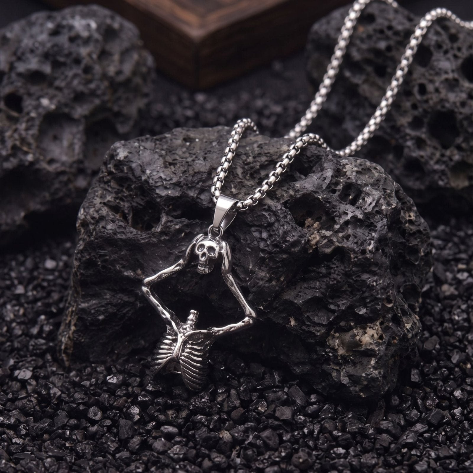 Collier squelette pour homme, en alliage de zinc, style gothique
