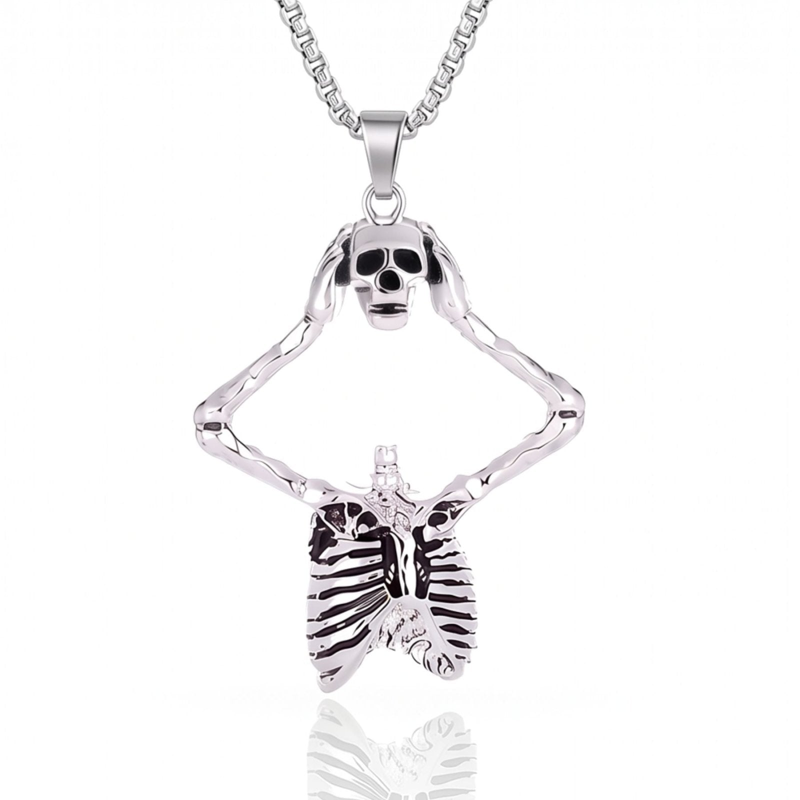 Collier squelette pour homme, en alliage de zinc, style gothique