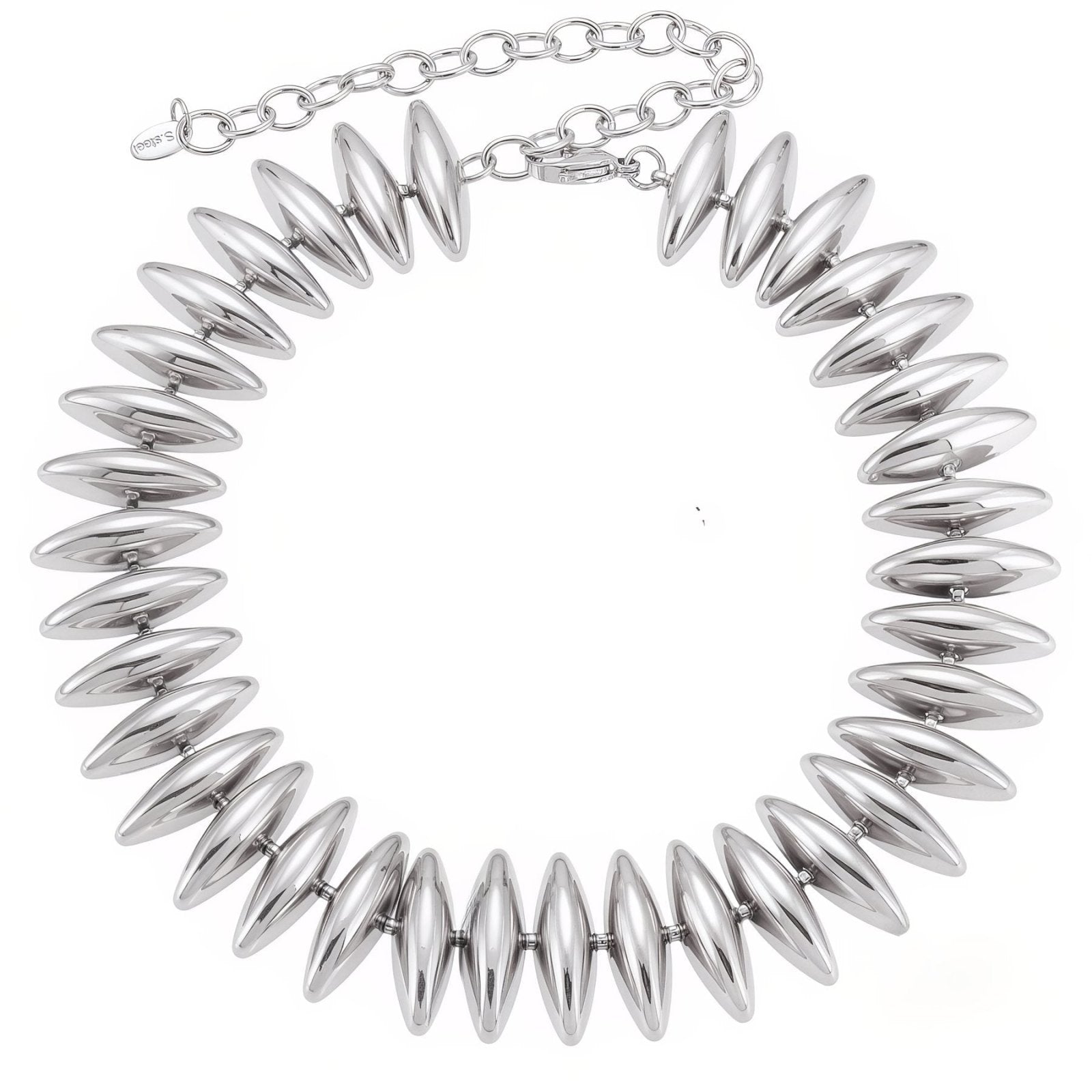 Collier statement ras - du - cou, maille ovale dorée ou argentée, en acier inoxydable