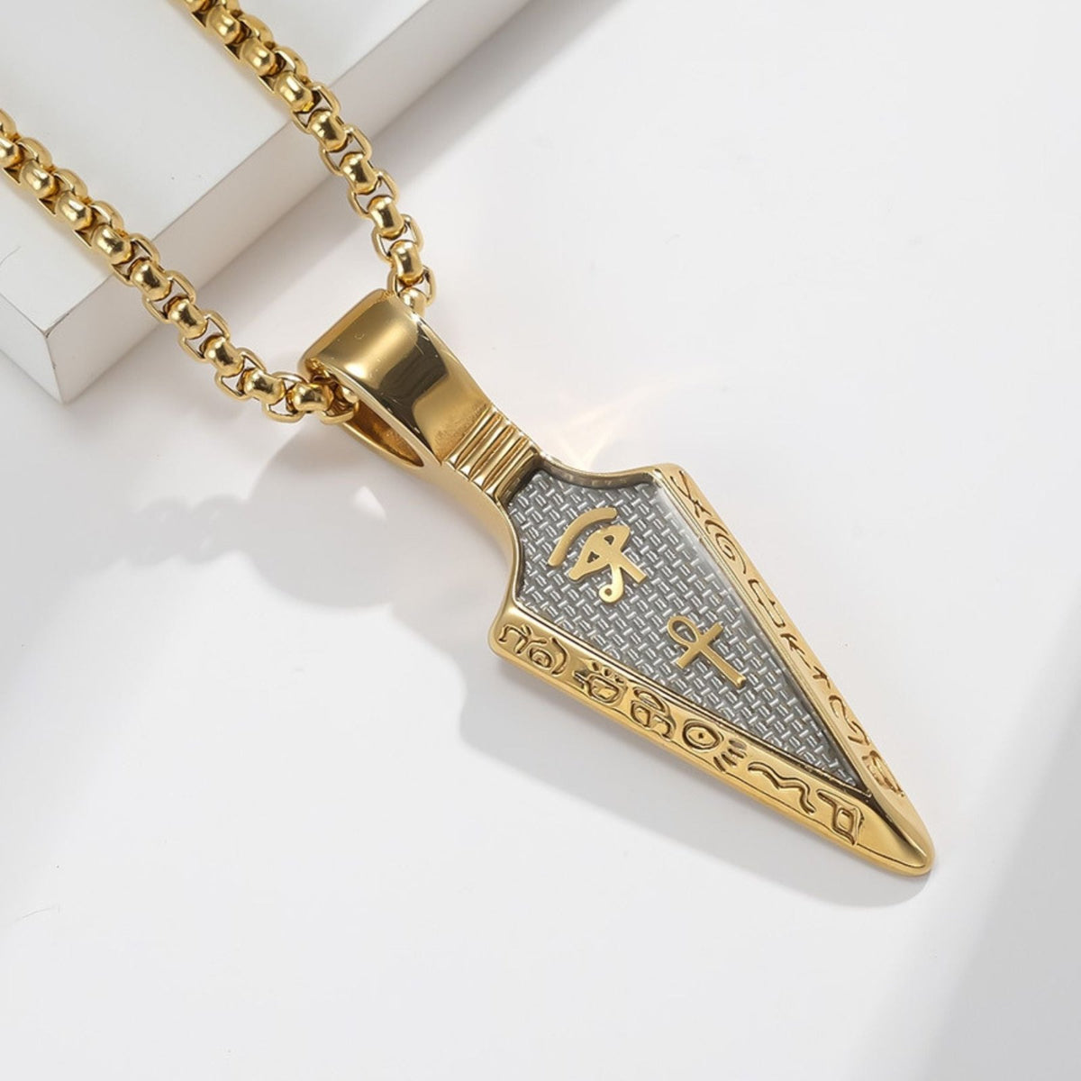 Collier symboles égyptiens Œil d’Horus pour homme, en acier inoxydable, design antique