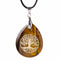 Collier symbolique pour femme, avec cordon noir et pendentif en pierre naturelle orné d'un arbre de vie