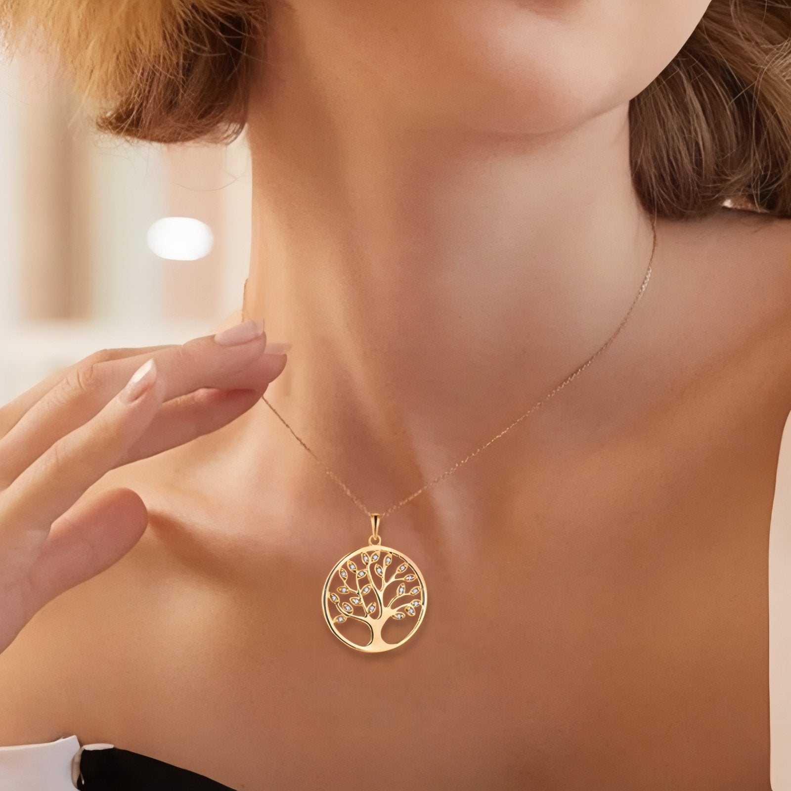 Collier symbolique pour femme, avec pendentif arbre de vie et zircon transparent, en argent 925