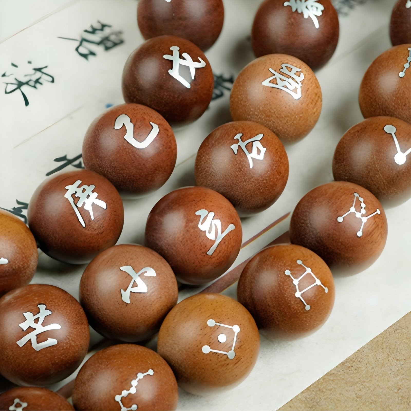 Collier taoïste en bois de jujubier, avec 108 perles et incrustations argent, style spirituel