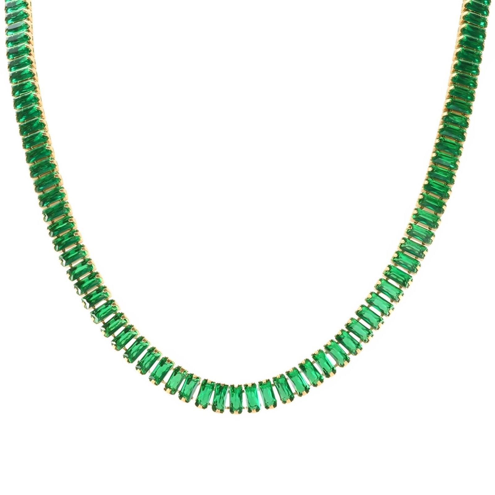 Collier tennis ras - du - cou élégant, serti de zircons multicolores, en acier inoxydable plaqué or 18K