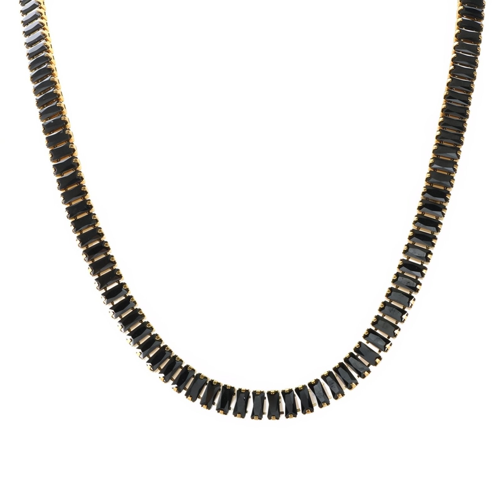 Collier tennis ras - du - cou élégant, serti de zircons multicolores, en acier inoxydable plaqué or 18K