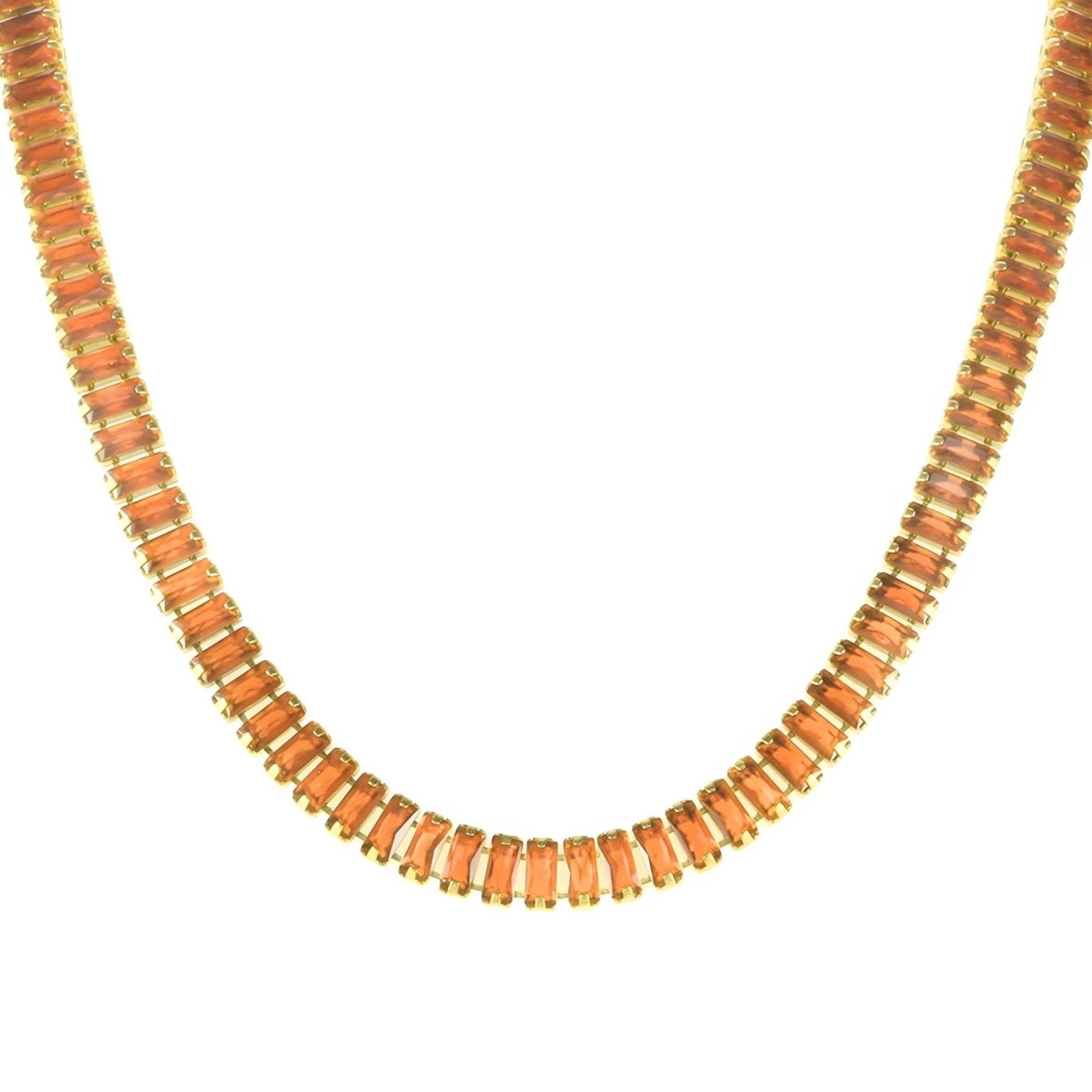 Collier tennis ras - du - cou élégant, serti de zircons multicolores, en acier inoxydable plaqué or 18K