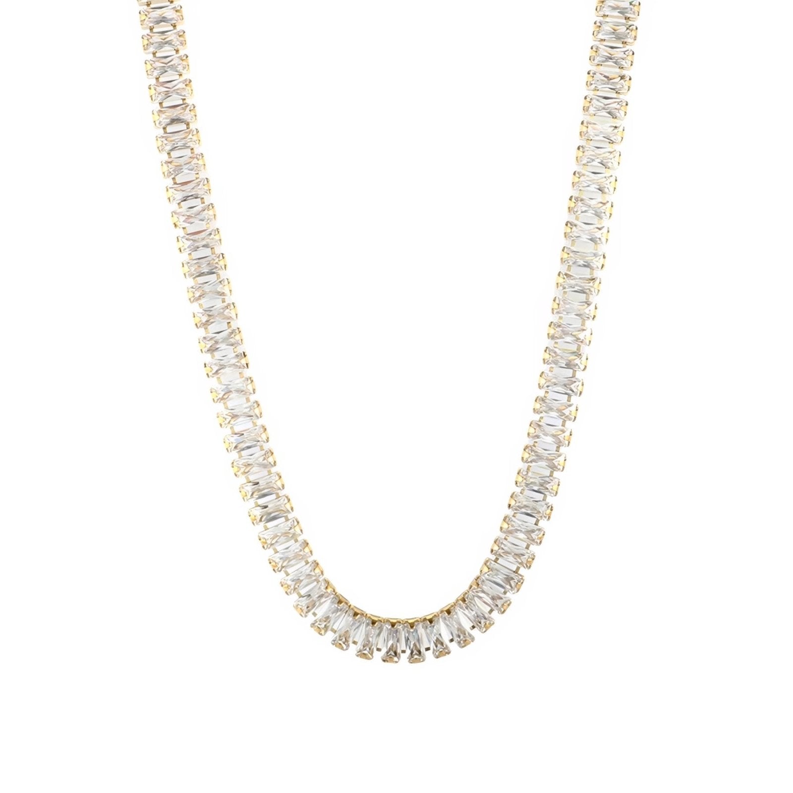 Collier tennis ras - du - cou élégant, serti de zircons multicolores, en acier inoxydable plaqué or 18K