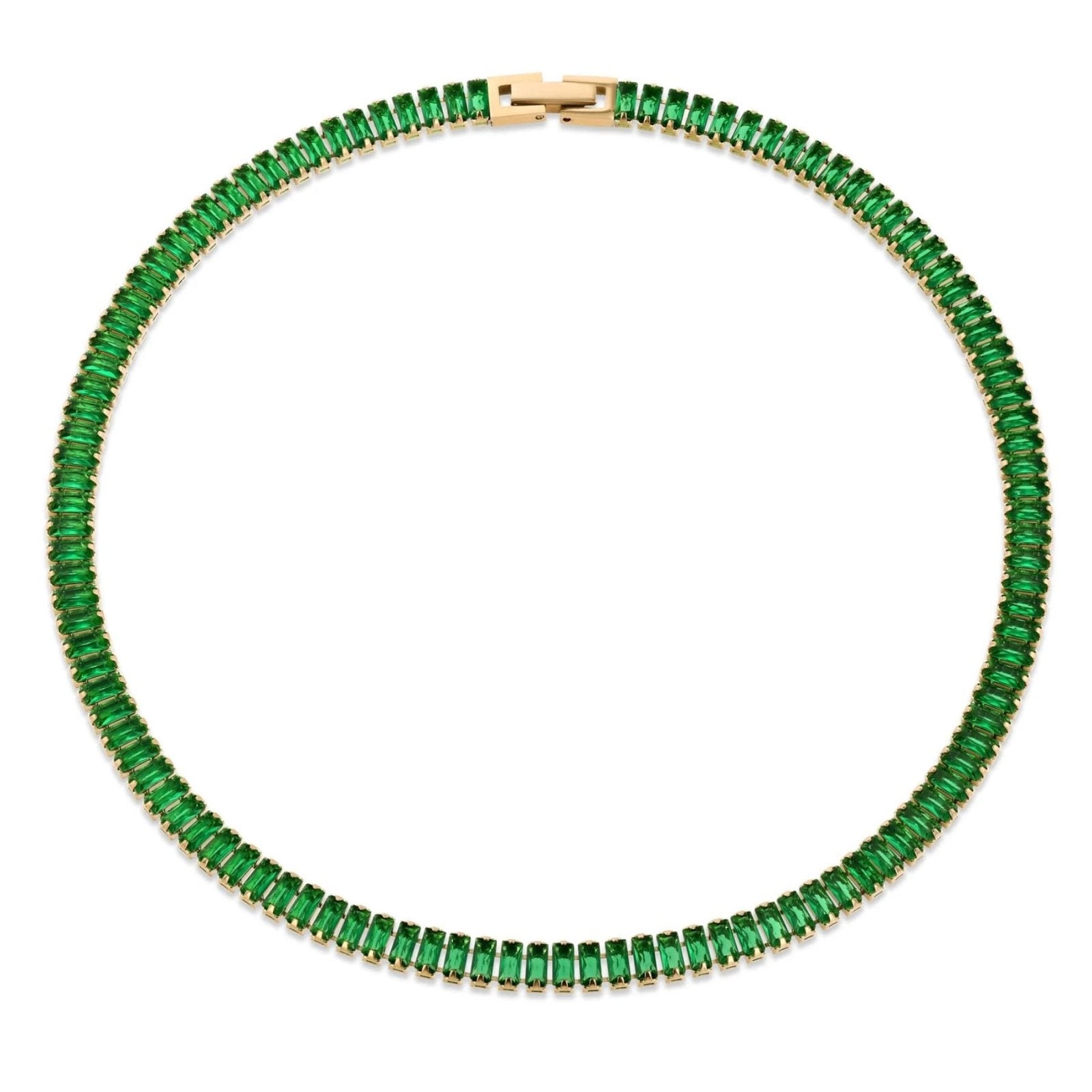 Collier tennis ras - du - cou élégant, serti de zircons multicolores, en acier inoxydable plaqué or 18K