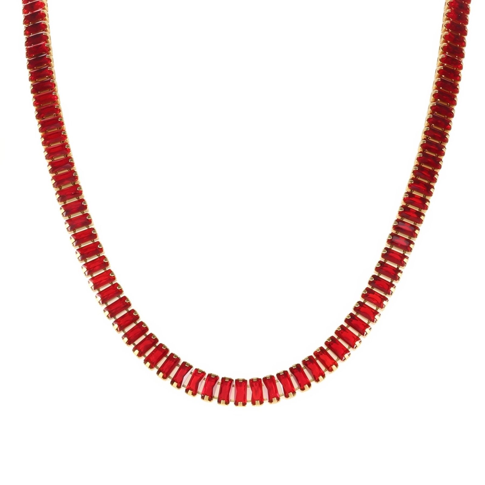 Collier tennis ras - du - cou élégant, serti de zircons multicolores, en acier inoxydable plaqué or 18K