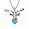 Collier tête de cerf pour homme, en acier titane, pendentif avec pierre turquoise et grands bois