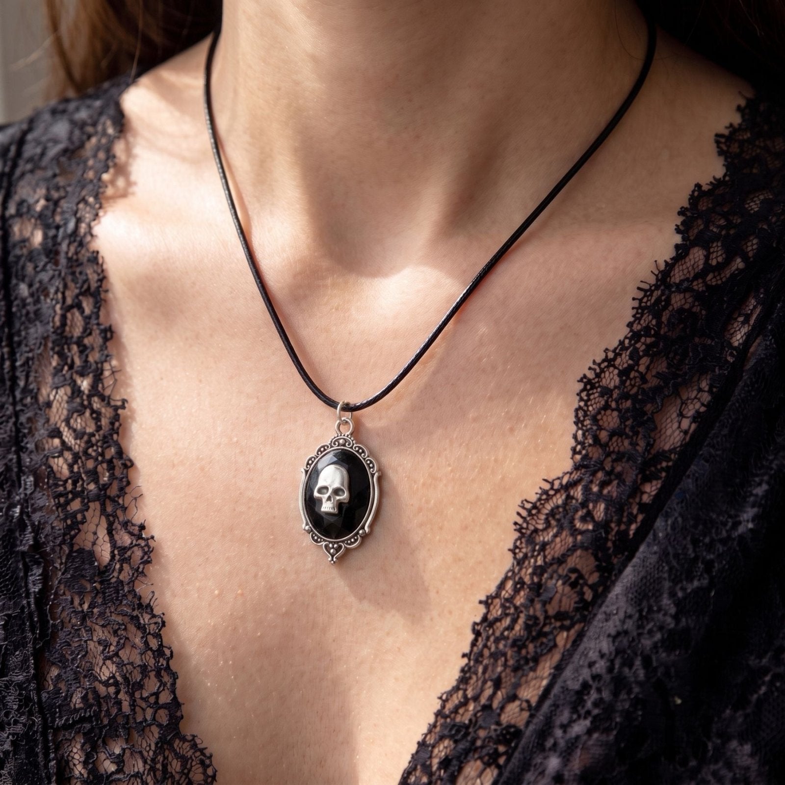 Collier tête de mort victorien pour femme, en alliage de zinc, style gothique