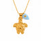 Collier tortue marine pour femme, en acier inoxydable doré, pendentif délicat avec pierre bleue