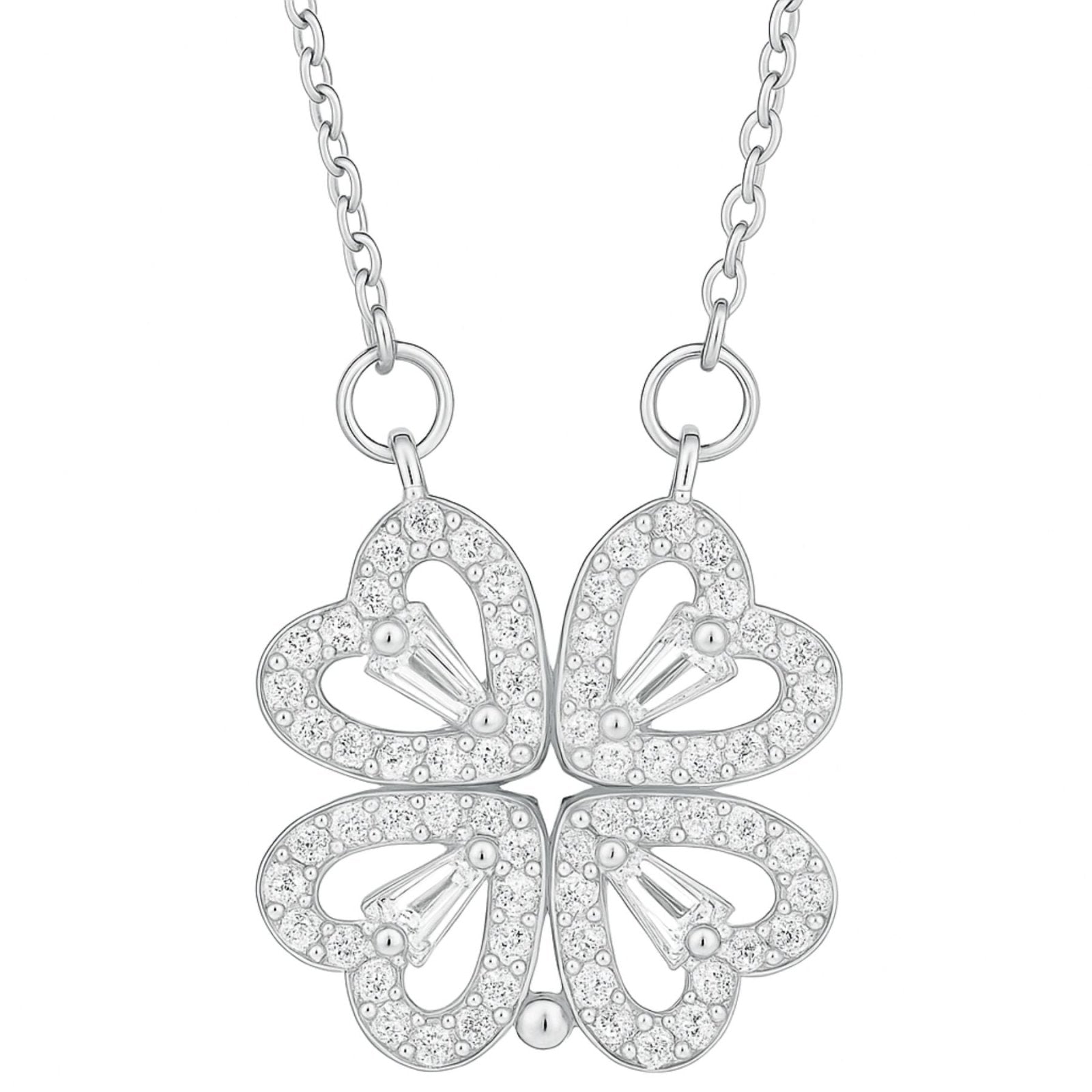 Collier transformable 2 - en - 1, trèfle cœur strass doré, acier inoxydable, modèle Anaé