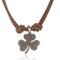 Collier trèfle à quatre feuilles mixte, cordon en cuir marron ou noir, style vintage porte - bonheur