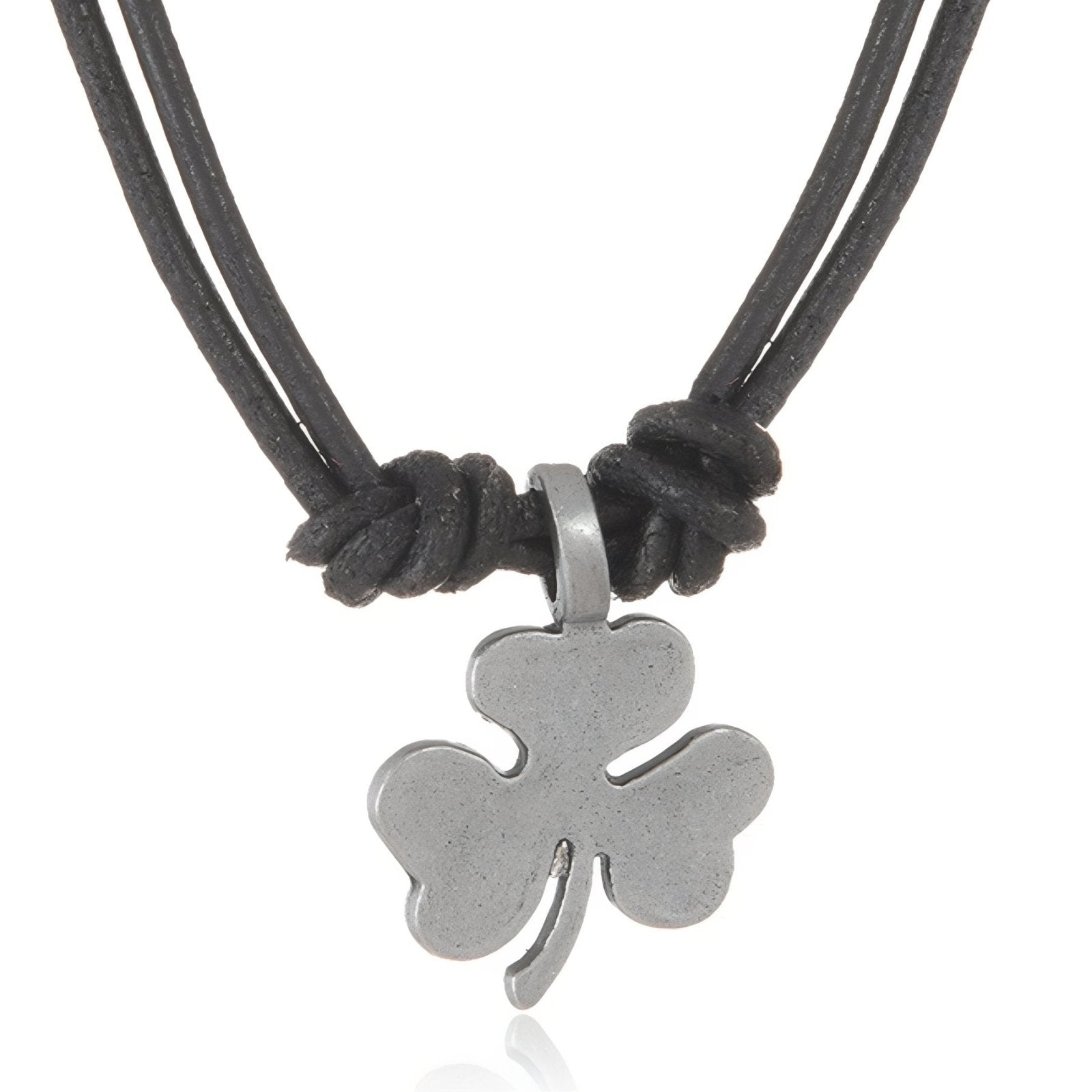 Collier trèfle à quatre feuilles mixte, cordon en cuir marron ou noir, style vintage porte - bonheur